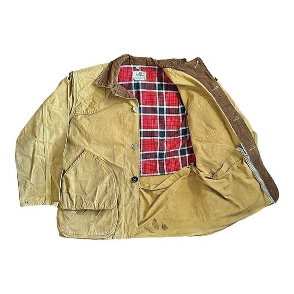 Vintage 60’s Black Sheep Flannel Insulated Canvas Hunting Jacket W/ Game Pouch - Picture 2 of 11